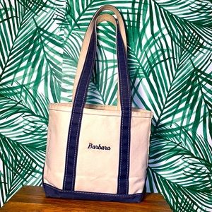 L.L. Bean Boat And Tote “Barbara” Embroidered Cotton Canvas Tote Long Handles